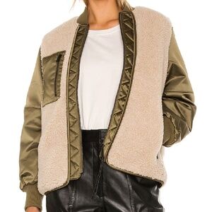 All Saints Olive and Cream Bomber Jacket